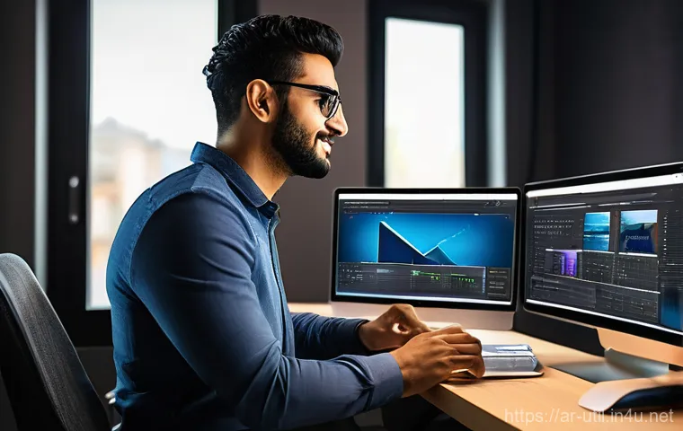 동영상 편집 소프트웨어 무료 및 유료 비교 - Seamless Innovation with AI in Video Editing** An energetic image of an Arab content creator, dresse...