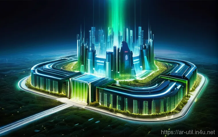 네트워크 보안 유틸리티 추천 - **Prompt:** "A majestic, futuristic digital fortress, glowing with vibrant blue and green light, sta...