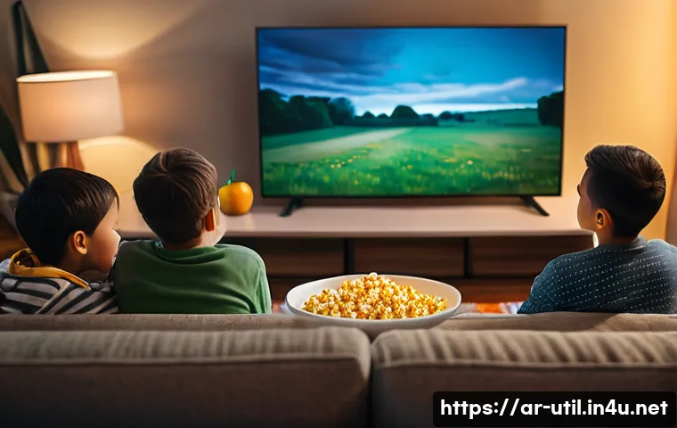 동영상 플레이어 소프트웨어 추천 - **Prompt 1: A Cozy Family Movie Night** "A warm and inviting living room scene, with a diverse f...